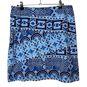 J.McLaughlin Catalina Cloth Nicola Layered Skirt Large White Blue Floral Resort